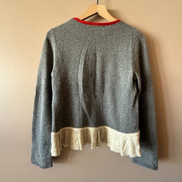 Women's M Anthropologie x Sparrow Cashmere/Lambswool Blend Ruffle Open Cardigan - Picture 3 of 8